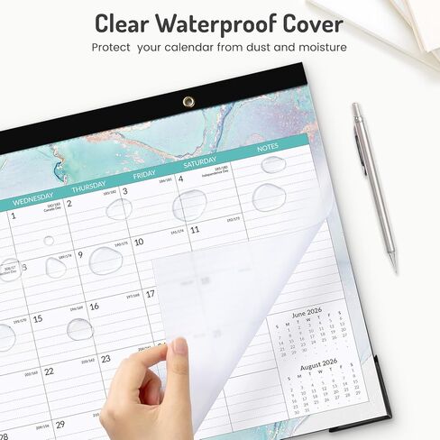 Forvencer Desk Calendar 2026-2027, 21 Months Calendar Runs from April 2026 to December 2027, 17" x 12" Large 2026 Wall Calendar Monthly Planner with Plastic Cover for Home School Office in Kuwait