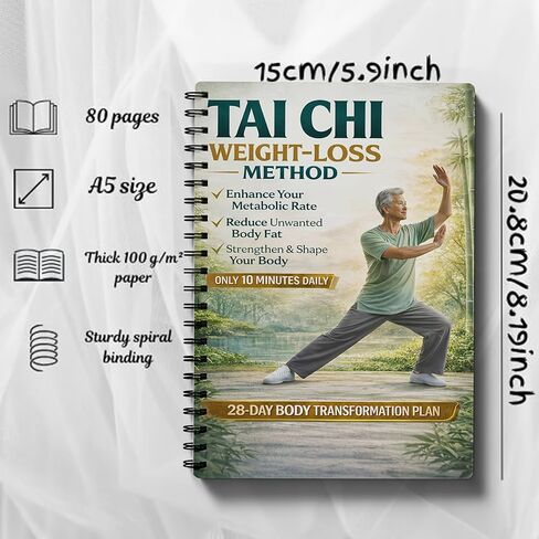 28-Day Tai Chi Weight Loss Plan – 10-Minute Daily Low-Impact Exercises for Home, Knee-Friendly Fitness Planner to Improve Posture, Balance & Core Strength in Kuwait