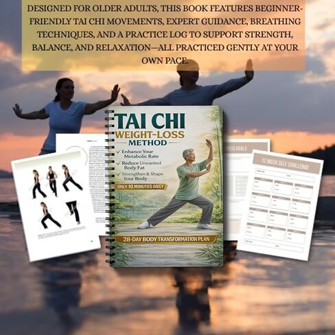 28-Day Tai Chi Weight Loss Plan – 10-Minute Daily Low-Impact Exercises for Home, Knee-Friendly Fitness Planner to Improve Posture, Balance & Core Strength in Kuwait