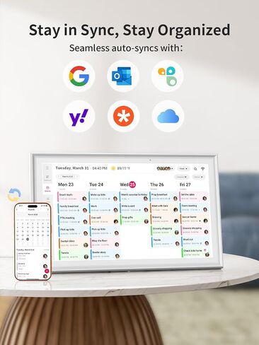 تقويم رقمي 15.6 بوصة - مخطط عمل ذكي ومخطط حائط، تقويم إلكتروني بدون اشتراك للعائلة، الوجبات، عرض الصور، حامل على الحائط/المكتب، شاشة تعمل باللمس، هدايا للنساء والرجال، هدايا للأم in Kuwait