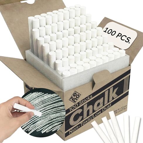 ZENO Chalk for Blackboard – 100 Sticks – White – Non-Toxic, Low Dust – Classroom & School Chalk in Saudi Arabia