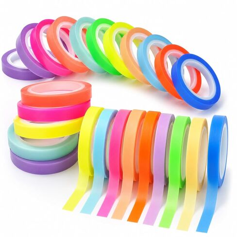 20 Rolls Highlighter Tape, 10-Color Highlighting Tape Removable, 0.2 x 16.4 ft Fluorescent Colored PET Tapes for Reading Notes, Teachers & Students (0.6cm x 5m) in Kuwait