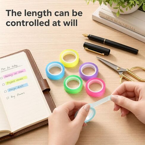 20 Rolls Highlighter Tape, 10-Color Highlighting Tape Removable, 0.2 x 16.4 ft Fluorescent Colored PET Tapes for Reading Notes, Teachers & Students (0.6cm x 5m) in Kuwait