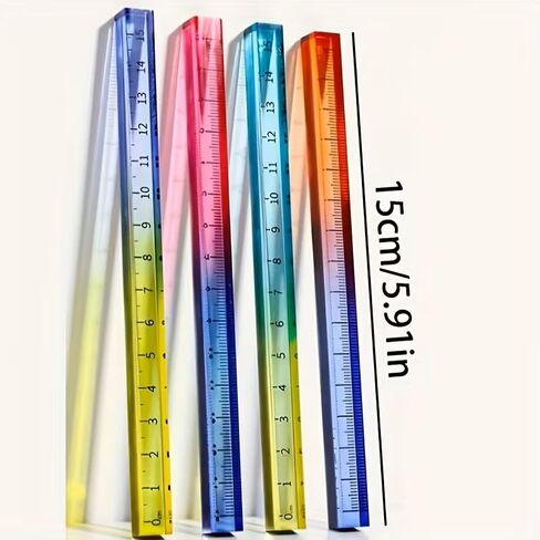 15cm/5.91in Gradient Color Square Ruler Suitable for Geometry, Drawing, Office, and Learning in Kuwait