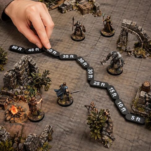 مسطرة حركة DND مفصلية مقاس 10 بوصات، مقياس قياس مرن لمنمنمات آر بي جي على الطاولة، أداة تحديد المسار وألعاب الحرب، مقياس دقيق من 5 إلى 50 قدمًا، وصلات متينة غير قابلة للإزالة in Kuwait