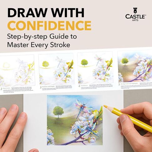 Castle Art Supplies 72 Spring Colored Pencils Set | Wax-Based Pencils with Soft, Smooth Cores | Spring-Inspired Palette for Adult Artists | Organized in Display Tin | Seasons Collection in Kuwait