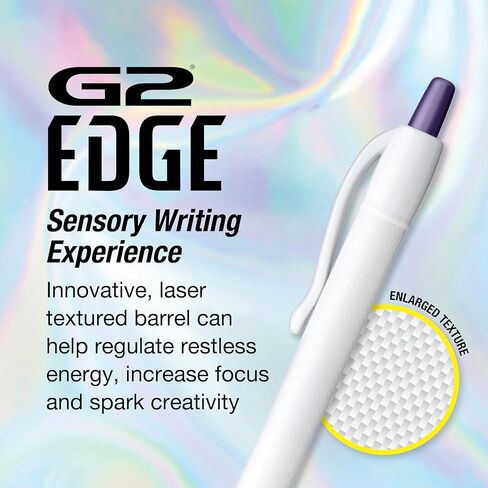 Pilot G2 Edge White، أحبار معدنية متنوعة، أقلام جل دوارة فاخرة، تجربة كتابة حسية، صندوق 6 قطع، نقطة دقيقة 0.7 مم in Kuwait