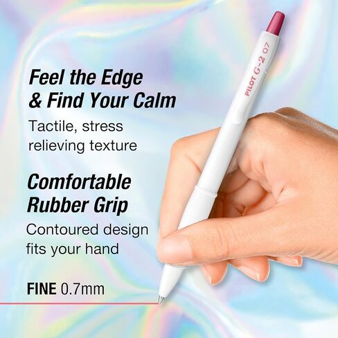 Pilot G2 Edge White، أحبار معدنية متنوعة، أقلام جل دوارة فاخرة، تجربة كتابة حسية، صندوق 6 قطع، نقطة دقيقة 0.7 مم in Kuwait