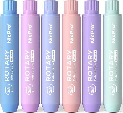 Nicpro 12 Pack TPE Rotary Retractable Pen Eraser Refills, Powerful Erasing, Break-Resistant Replacement Refill for Twist Pen Erasers for Students Drafting Writing Daily Study in Kuwait