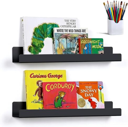 2 Pack 17" Metal Magnetic Bookshelf for Whiteboard, Strong Reusable Magnetic Display Shelf, Holds up to 12 lbs, Storage Organizer for Classroom, Kids Room, Office, Kitchen & Garage in Kuwait