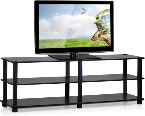 Furinno Turn-S-Tube No Tools 3-Tier Entertainment TV Stands، كرزي داكن وأسود in Kuwait