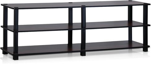 Furinno Turn-S-Tube No Tools 3-Tier Entertainment TV Stands، كرزي داكن وأسود in Kuwait