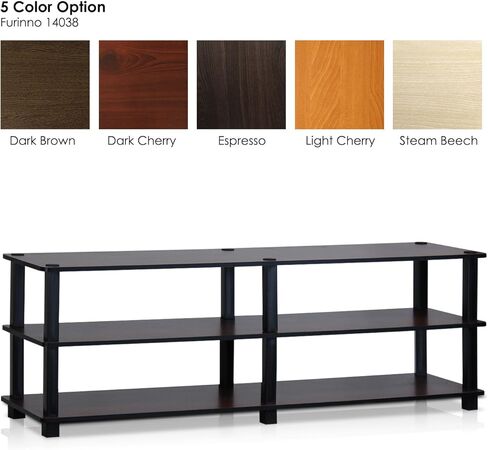 Furinno Turn-S-Tube No Tools 3-Tier Entertainment TV Stands، كرزي داكن وأسود in Kuwait