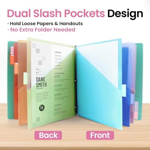 Taja 16 Count Dividers for 3 Ring Binder with Two Pockets, 8 Tabs Set, Plastic Binder Index Dividers, Perfect for Office & School Organization Supplies, Bright Colors, 2 Set in Kuwait