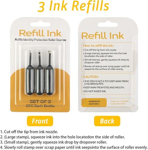 Identity Theft Protection Roller Stamp, Id Defender Roller Stamp, Confidential Stamp, Address Blocker Roller Stamps for Your Privacy and Security (3 Refill Ink Included) in Kuwait