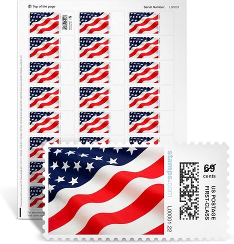 طوابع بريدية قابلة للطباعة من NetStamps (يتطلب الاشتراك في Stamps.com) - طباعة بريد USPS مخصص في المنزل - متوافقة مع طابعات نفث الحبر والليزر - طوابع غير مدفوعة مسبقًا (نجوم وخطوط، 50 ورقة) in Kuwait