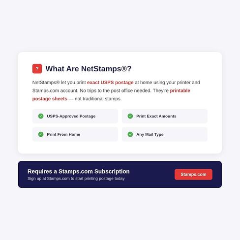 طوابع بريدية قابلة للطباعة من NetStamps (يتطلب الاشتراك في Stamps.com) - طباعة بريد USPS مخصص في المنزل - متوافقة مع طابعات نفث الحبر والليزر - طوابع غير مدفوعة مسبقًا (نجوم وخطوط، 50 ورقة) in Kuwait