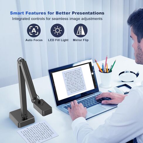 كاميرا مستندات بدقة 4K للمعلم والفصل الدراسي، وكاميرا ويب USB بدقة 8 ميجابكسل ومرئية لمستندات A4 وA3، وكاميرا Doc مع حامل معدني قابل للطي، وتركيز تلقائي، وإضاءة LED وميكروفون، تعمل مع التكبير/التصغير، وMac، وWindows، وChromebook in Kuwait