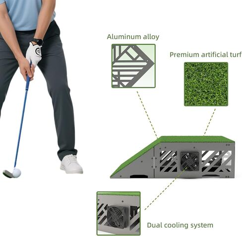 حاوية جهاز عرض Golf Simulator، جزء علوي مفصلي لسهولة الوصول، علبة ألومنيوم تبديد الحرارة مع تبريد مزدوج المروحة، مقاس XL مناسب للرمي القصير Pyswex in Kuwait