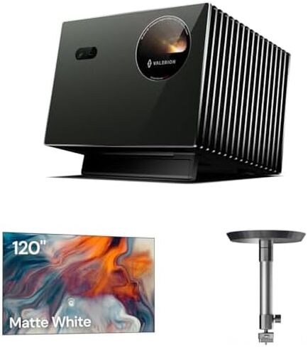 جهاز عرض Valerion VisionMaster Pro2 ثلاثي ليزر + شاشة بإطار ثابت 120 بوصة + حامل في السقف in Kuwait