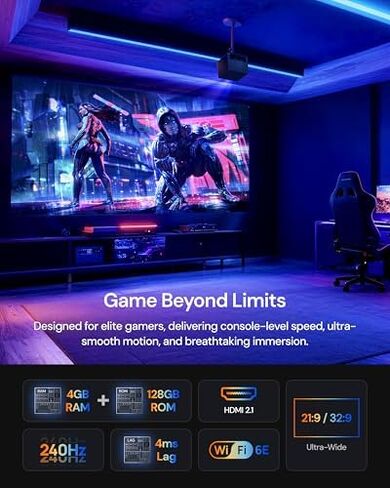 جهاز عرض Valerion VisionMaster Pro2 ثلاثي ليزر + شاشة بإطار ثابت 120 بوصة + حامل في السقف in Kuwait
