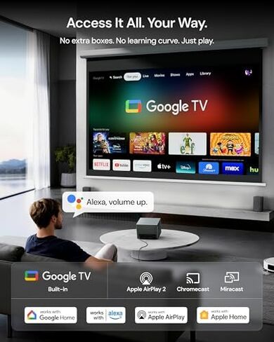 جهاز عرض Valerion VisionMaster Pro2 ثلاثي ليزر + شاشة بإطار ثابت 120 بوصة + حامل في السقف in Kuwait