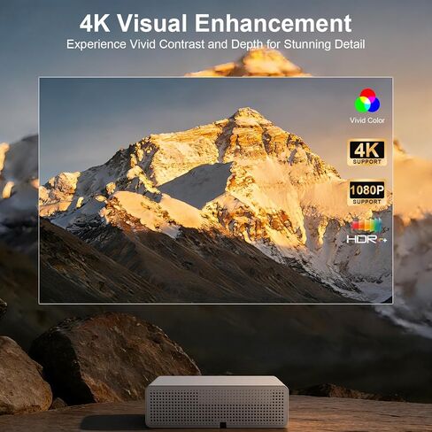 جهاز عرض ذكي 4K، جهاز عرض أصلي بدقة 1080 بكسل عالي الدقة مع Google TV 1000 ANSI Lumens التركيز التلقائي وتصحيح حجر الزاوية واي فاي بلوتوث جهاز عرض مسرح منزلي محمول لفيلم غرفة النوم في الهواء الطلق in Kuwait