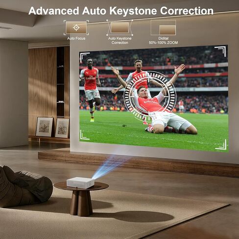 جهاز عرض ذكي 4K، جهاز عرض أصلي بدقة 1080 بكسل عالي الدقة مع Google TV 1000 ANSI Lumens التركيز التلقائي وتصحيح حجر الزاوية واي فاي بلوتوث جهاز عرض مسرح منزلي محمول لفيلم غرفة النوم في الهواء الطلق in Kuwait