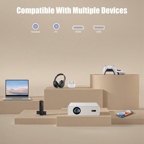جهاز عرض ذكي 4K، جهاز عرض أصلي بدقة 1080 بكسل عالي الدقة مع Google TV 1000 ANSI Lumens التركيز التلقائي وتصحيح حجر الزاوية واي فاي بلوتوث جهاز عرض مسرح منزلي محمول لفيلم غرفة النوم في الهواء الطلق in Kuwait