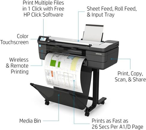 HP DesignJet T830 Large Format Multifunction Wireless Plotter Printer - 24", with Mobile Printing (F9A28D) in Kuwait