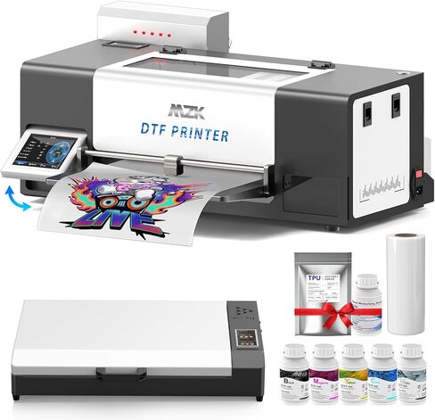 MZK A3+ XP600 Gen2 F1080 Upgraded DTF Printer,Auto Cleaning Maintenance+Ink Anti-Clog Filter,2X-Speed Compared to L1800,5" Rotatable Touch Screen,Dual Ink Level Alert,Film Cutter,Gift Ink 2 Years in Saudi Arabia
