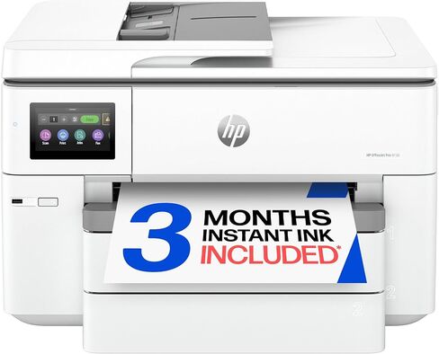 طابعة HP OfficeJet Pro 9730 اللاسلكية متعددة الإمكانات الملونة النافثة للحبر، الطباعة والمسح الضوئي والنسخ والفاكس، حتى 11x17 ADF، الطباعة/المسح الضوئي على الوجهين، الأفضل للمكتب، تجربة 3 أشهر من الحبر الفوري (C2WH0A) in Kuwait