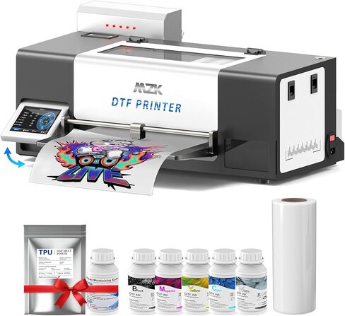 MZK A3+ XP600 Gen2 F1080 Upgraded DTF Printer,Auto Cleaning Maintenance+Ink Anti-Clog Filter,2X-Speed Compared to L1800,5" Rotatable Touch Screen,Dual Ink Level Alert,Film Cutter,Gift Ink 2 Years in Saudi Arabia