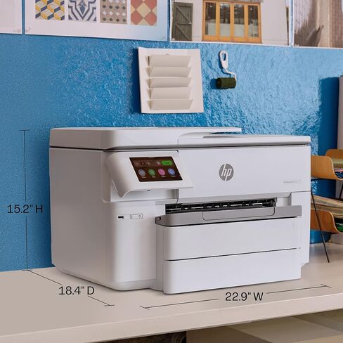 طابعة HP OfficeJet Pro 9730 اللاسلكية متعددة الإمكانات الملونة النافثة للحبر، الطباعة والمسح الضوئي والنسخ والفاكس، حتى 11x17 ADF، الطباعة/المسح الضوئي على الوجهين، الأفضل للمكتب، تجربة 3 أشهر من الحبر الفوري (C2WH0A) in Kuwait