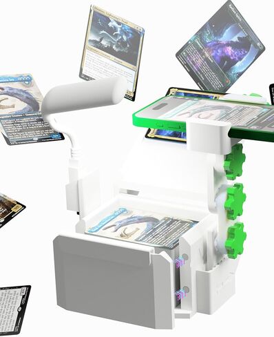 ماسح ضوئي احترافي لبطاقات TCG - صينية بسعة 200+ - تناسب البطاقات ذات الأكمام والبطاقات الخام - مشبك عالمي للخدمة الشاقة - ارتفاع قابل للتعديل لتطبيقات TCG - مصباح LED متحرك مضاد للتوهج باللون الأسود in Kuwait