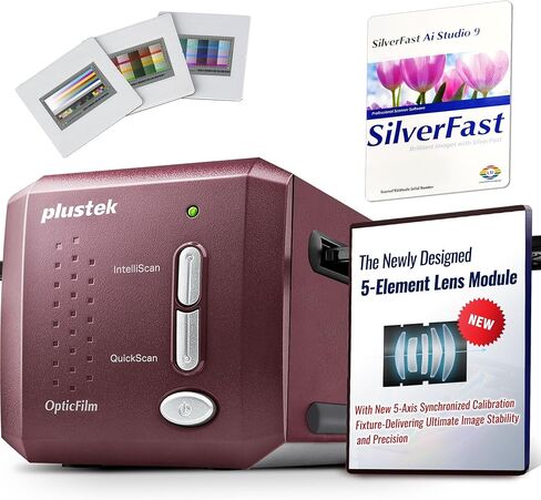 ماسح ضوئي للأفلام مقاس 35 مم من Plustek OpticFilm 9000i Ai - نظام عدسات الجيل الثالث الجديد ومحاذاة دقيقة بخمسة محاور - تفاصيل وثبات احترافية - الطراز الرائد لعام 2026 in Kuwait