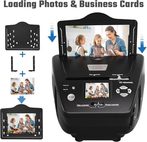 ماسح ضوئي للصور والشرائح بدقة 22 ميجابكسل مع شاشة LCD مقاس 2.4 بوصة، ومحول أفلام رقمي متعدد الإمكانات لـ 35 مم/135 صورة سلبية وشرائح، وصور مطبوعة 3R 4R 5R وبطاقات عمل، وبطاقة SD سعة 4 جيجابايت متضمنة in Kuwait