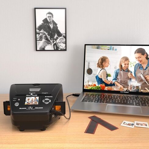 ماسح ضوئي للصور والشرائح بدقة 22 ميجابكسل مع شاشة LCD مقاس 2.4 بوصة، ومحول أفلام رقمي متعدد الإمكانات لـ 35 مم/135 صورة سلبية وشرائح، وصور مطبوعة 3R 4R 5R وبطاقات عمل، وبطاقة SD سعة 4 جيجابايت متضمنة in Kuwait