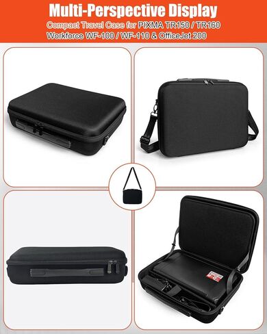 حقيبة حمل لطابعة Canon PIXMA TR160، TR150، Epson Workforce WF-110، WF-100 المحمولة، حقيبة كتف سفر مقاومة للصدمات مع مقسم قابل للتعديل وتخزين ثلاثي الطبقات للاستخدام العالمي in Kuwait