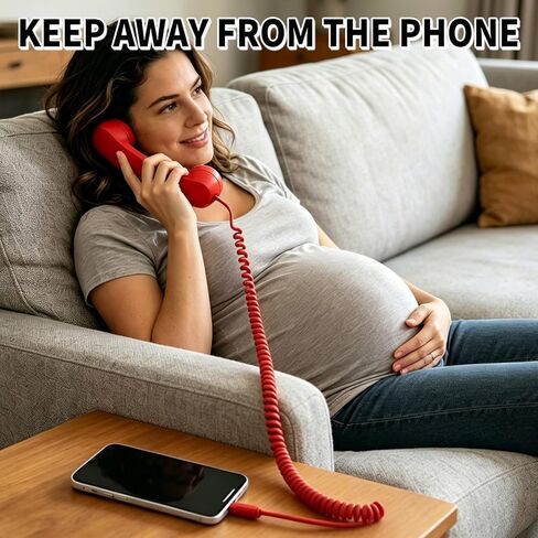 سماعة رأس ريترو لهاتف iPhone، سماعة هاتف خلوي من النوع c Retro، قم بتوصيل جهاز استقبال الهاتف الخلوي المحمول، مناسبة لمؤتمرات الفيديو المحمولة والمكالمات والاجتماعات (أحمر) in Kuwait