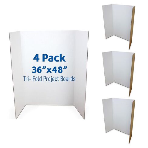 Flipside Products 36"x48" White Project Presentation Boards – 4 Pack White Boards, for Science Fair, School Projects, Event Displays – Made in USA in Saudi Arabia