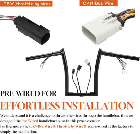 12" Rise Pre-wired Ape Hangers Handlebars for Harley 2008-2013 Road Glide FLTR/Road Glide Special FLTRXS/Road Glide Ultra FLTRU with CAN-Bus/TBW 1.25" Meathook Bar, Black in Saudi Arabia