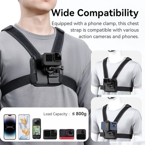 ULANZI CM028 حزام تثبيت على الصدر قابل للتعديل مع تبديل رأسي/أفقي لكاميرات الحركة GoPro DJI Insta360 - حزام تثبيت على الصدر للهاتف POV لهاتف iPhone Samsung Cameras Body Mount in Saudi Arabia