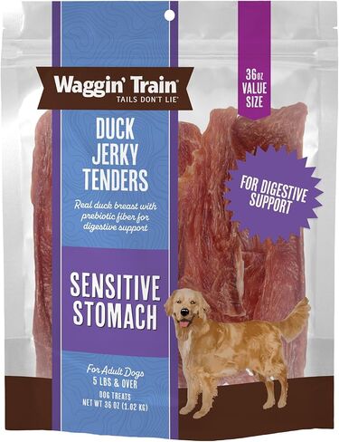 Waggin' Train Duck Jerky Tenders للمعدة الحساسة للكلاب - كيس 12 أونصة - خالي من الحبوب، علاج عالي البروتين للكلاب in Saudi Arabia