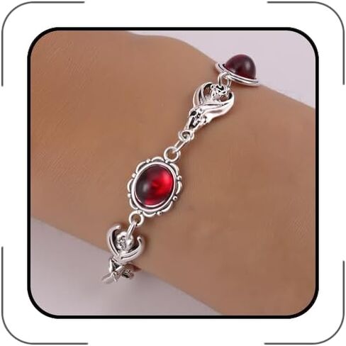 INENIMARTJ Gothic Bat Red Black Crystal Bracelet for Women Mystery Dark Witchy Costume Outfits Halloween Vintage Blood Adjustable Link Bracelet Jewelry in Saudi Arabia