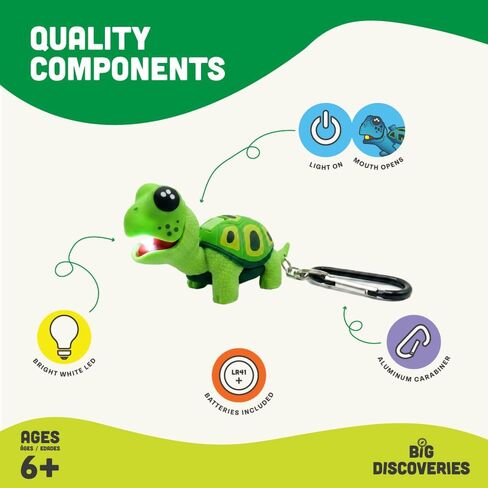 اكتشافات كبيرة مصباح يدوي WildLight Animal Carabiner - أضواء فلاش سلسلة مفاتيح صغيرة ممتعة للأطفال والممرضات والتخييم in Saudi Arabia