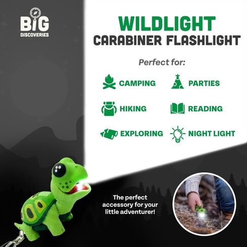 اكتشافات كبيرة مصباح يدوي WildLight Animal Carabiner - أضواء فلاش سلسلة مفاتيح صغيرة ممتعة للأطفال والممرضات والتخييم in Saudi Arabia
