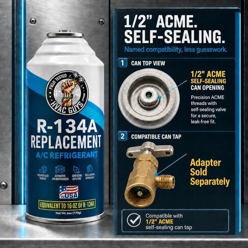 HVAC Guys AC Refrigerant R134a Replacement - Eco-Friendly, 100% Natural Hydrocarbon Gas - R-134a Replacement for use in a 6-Ounce self-Sealing Container in Saudi Arabia
