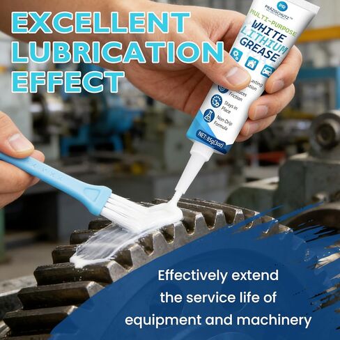 White Lithium Grease Multi-Purpose Lubricant, Long-Lasting Waterproof & Rust Preventive Grease, High Load Protection for Automotive, Marine, Industrial & Household Use, 3 oz / 85g in Kuwait
