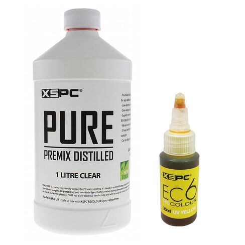 XSPC Pure Clear Premix Distilled PC Coolant (1000mL) and ReColour Dye (30mL) Bundle, Blood Red in Saudi Arabia
